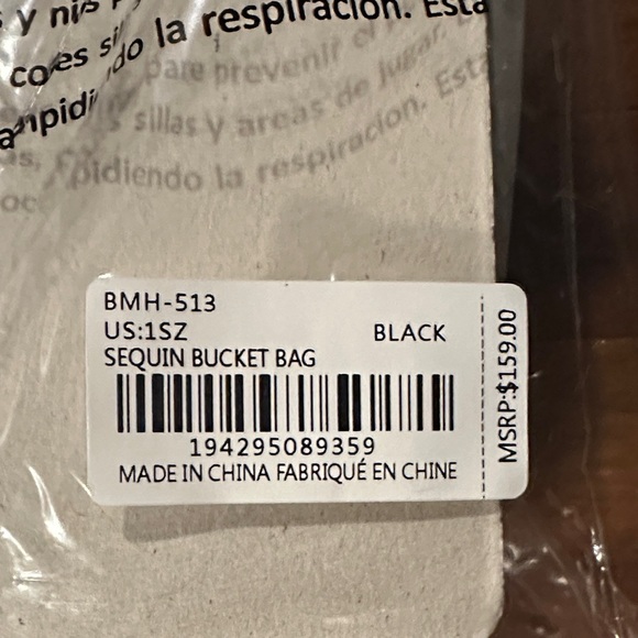 Badgley Mischka Black Sequin Bucket Bag - Picture 3 of 6